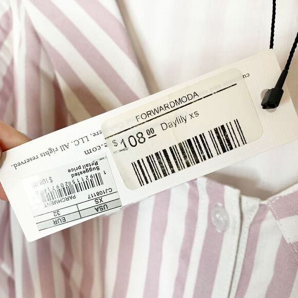 Cupcakes and Cashmere Women's Daylily Yarn Dyed Rayon Stripe Shirt Dress Size XS - Picture 13 of 16